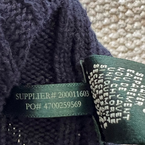 RALPH LAUREN 100% Cotton Navy and Gold Zipper Cable Knit Jacket Size Large - Picture 9 of 11